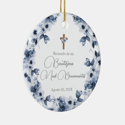 Blauer Blumenzwerg Keramik auf Spanisch Ornament (Rechts)