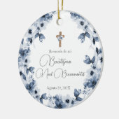 Blauer Blumenzwerg Keramik auf Spanisch Ornament (Links)