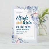 Blauer Blumenzwiebelblumen Einladung (Stehend Vorderseite)