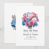 Blauer Blumenzwiebelblumen Save The Date (Vorne/Hinten)
