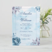 Blauer Blumenzwiebeln Einladung (Stehend Vorderseite)