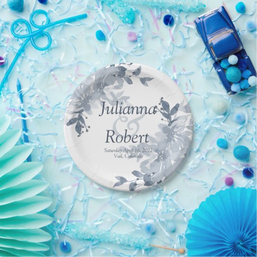 Blauer Blumenzwiebelzettel Teller (Party)