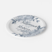 Blauer Blumenzwiebelzettel Teller (Schrägansicht)