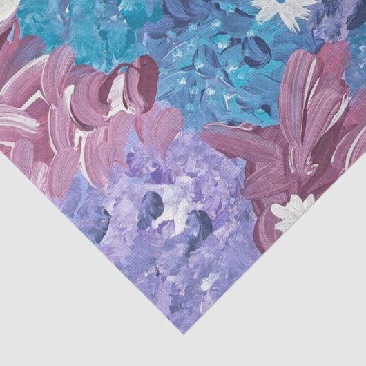 Blauer Blumenzwirn Seidenpapier (Detail)