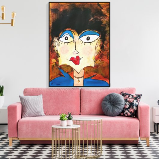 Blauer Bluse Leinwanddruck (Insitu (Wohnzimmer))