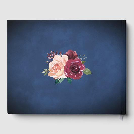 Blauer Blush Burgundy Rose String Light Wedding Gästebuch (Rückseite)