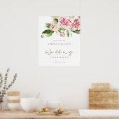 BLAUER BLUSH FLORAL PEONY WATERCOLOR BEGRÜSSEN POSTER (Küche)