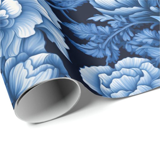 Blauer Blüten Dramatisch Hübsche Geschenkpackung Geschenkpapier (Rolleneckpunkt)