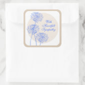 Blauer Blütenaufkleber und Tan-Kreise Quadratischer Aufkleber (Tasche)