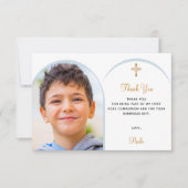 Blauer Blütenbarsch Foto Junge Gold Kreuz Erste Ko Dankeskarte (Vorderseite)