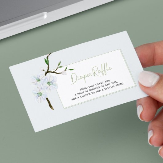 Blauer Blütenbilder Tombola Kinderdusche Begleitkarte