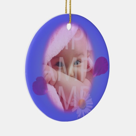 Blauer Blütenblätter Foto Rahmen Geburt Keramikornament (Rechts)