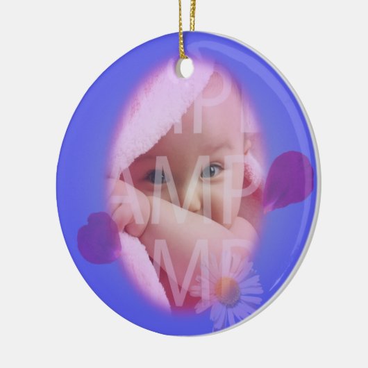 Blauer Blütenblätter Foto Rahmen Geburt Keramikornament (Links)