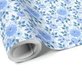 Blauer Blütenblätterstoff Geschenkpapier (Rolleneckpunkt)