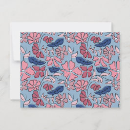 Blauer Blütenblock mit rosa und blauer Hand drucke Postkarte