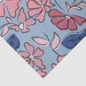 Blauer Blütenblock mit rosa und blauer Hand drucke Seidenpapier (Ausschnitt)