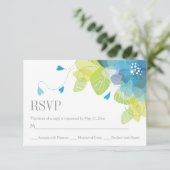 Blauer Blütenblumen Blühende Hochzeit RSVP (Stehend Vorderseite)