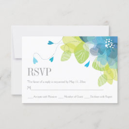 Blauer Blütenblumen Blühende Hochzeit RSVP Karte