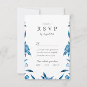 Blauer Blütenblütenhochzeit RSVP (Vorderseite)