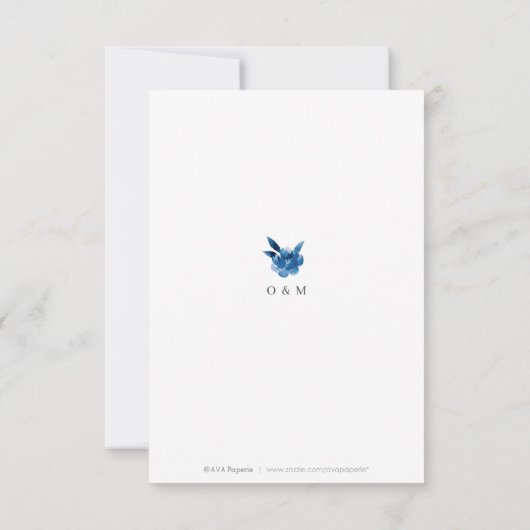 Blauer Blütenblütenhochzeit RSVP (Rückseite)