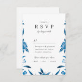 Blauer Blütenblütenhochzeit RSVP (Vorne/Hinten)