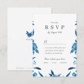 Blauer Blütenblütenhochzeit RSVP Karte (Vorne/Hinten)