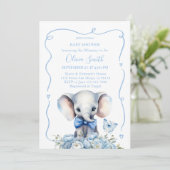 Blauer Blütenboden mit schmetterlingslephanischer  Einladung (Stehend Vorderseite)