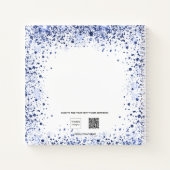 Blauer Blütenboden Weiß eleganter Name Notizblock (Rückseite)