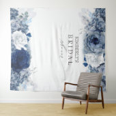 Blauer Blütenbrauen, Dusty und Navy, Baby-Dusche Wandteppich (Beispiel (Horizontal))