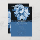 Blauer Blütendusche Einladung (Vorne/Hinten)