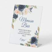 Blauer Blütendusche Mimosa Bar Sign Sockelschild (Vorderseite)