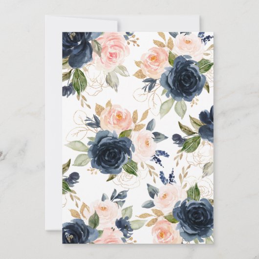 Blauer Blütendusche und Blütendusche Einladung (Rückseite)