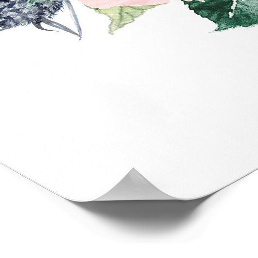 Blauer Blütendusche und Blütenspülung Begrüßung Poster (Ecke)