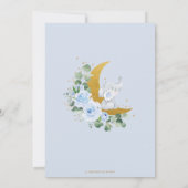 Blauer Blütenelefant über der Mond-Babydusche Dankeskarte (Rückseite)