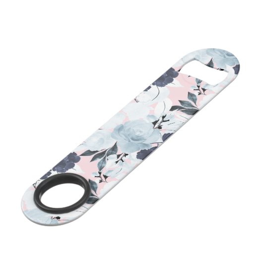 Blauer Blütenfarben Farbe Farbe Farbe Farbe Farbe  Speed Flaschenöffner (Vorderseite Schrägansicht)