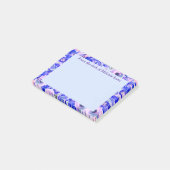 Blauer Blütenfarben Personalisiert Post-it Klebezettel (angewinkelt)