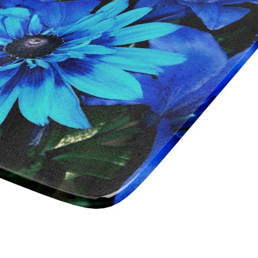 Blauer Blütenglasschneider Schneidebrett (Ecke)