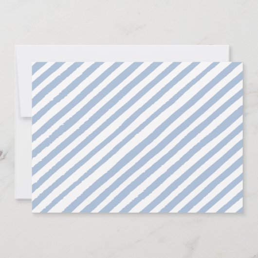 Blauer Blütenjunge Dusche Foto Einladung (Rückseite)