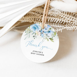 Blauer Blütenjunge Dusche Geschenkanhänger