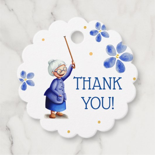 Blauer Blütenmensch mit Kaninchenfarbe Danke Geschenkanhänger (Vorderseite)