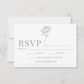 Blauer Blütenmonogramm Hochzeitansprechen RSVP-Kar RSVP Karte (Vorderseite)