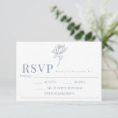 Blauer Blütenmonogramm Hochzeitansprechen RSVP-Kar RSVP Karte (Stehend Vorderseite)