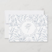 Blauer Blütenmonogramm Hochzeitansprechen RSVP-Kar RSVP Karte (Rückseite)