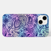 Blauer Blütenpaisley über atemberaubenden Hintergr Case-Mate iPhone Hülle (Rückseite (Horizontal))