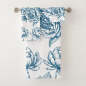 Blauer Blütenpeony Badhandtuch Set (Insitu)