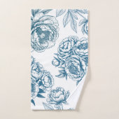 Blauer Blütenpeony Badhandtuch Set (Handtuch)
