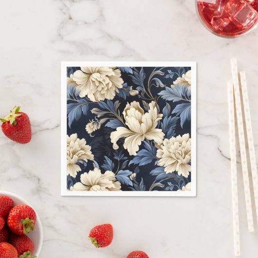 Blauer Blütenpeony Serviette (Beispiel)