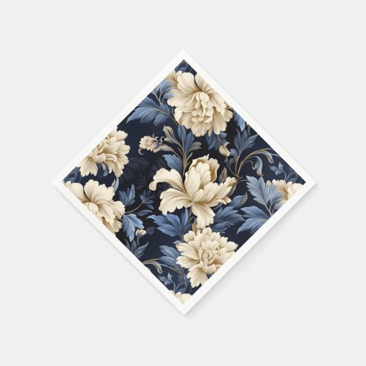 Blauer Blütenpeony Serviette (Ecke)