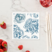 Blauer Blütenpeony Serviette (Beispiel)