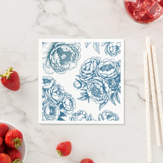 Blauer Blütenpeony Serviette (Beispiel)